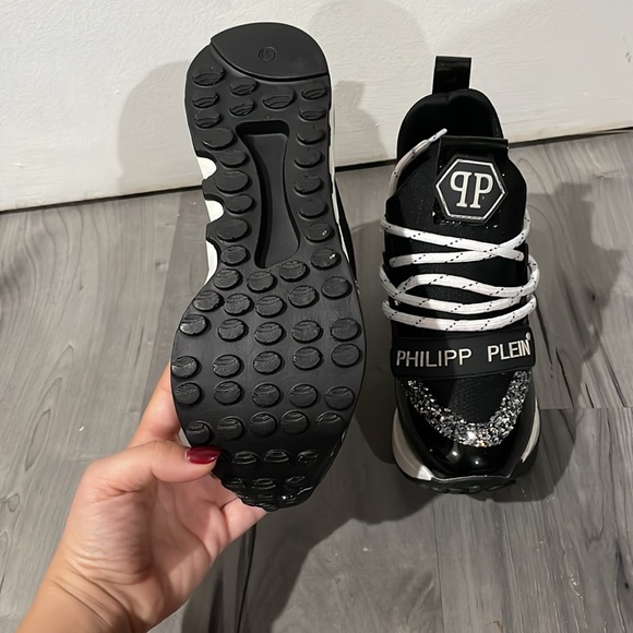 COPY - PHILIPP PLEIN BLACK SPARKLE WEDGES SNEAKERS - Picture 4 of 7